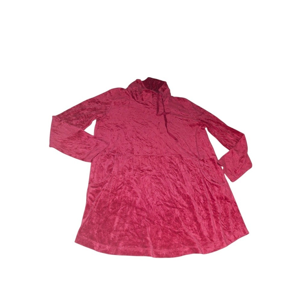 Pure Jill Sweater Womens Tunic Velour Velvet Long Sleeve Cowl Neck Top SZ M Wine - Picture 2 of 6
